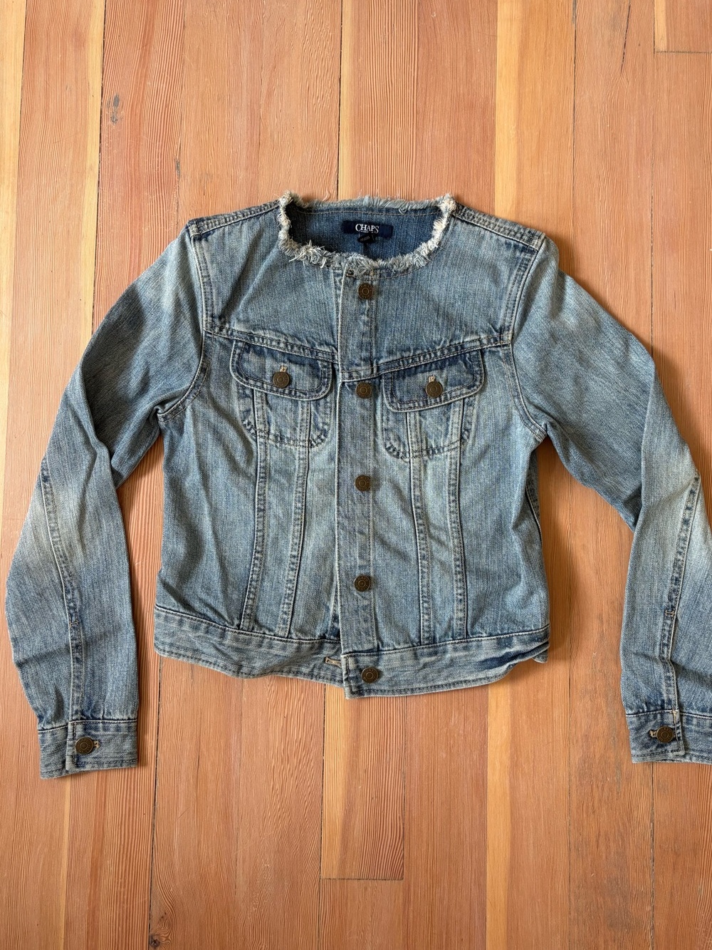 Chaps Collarless Denim Jacket